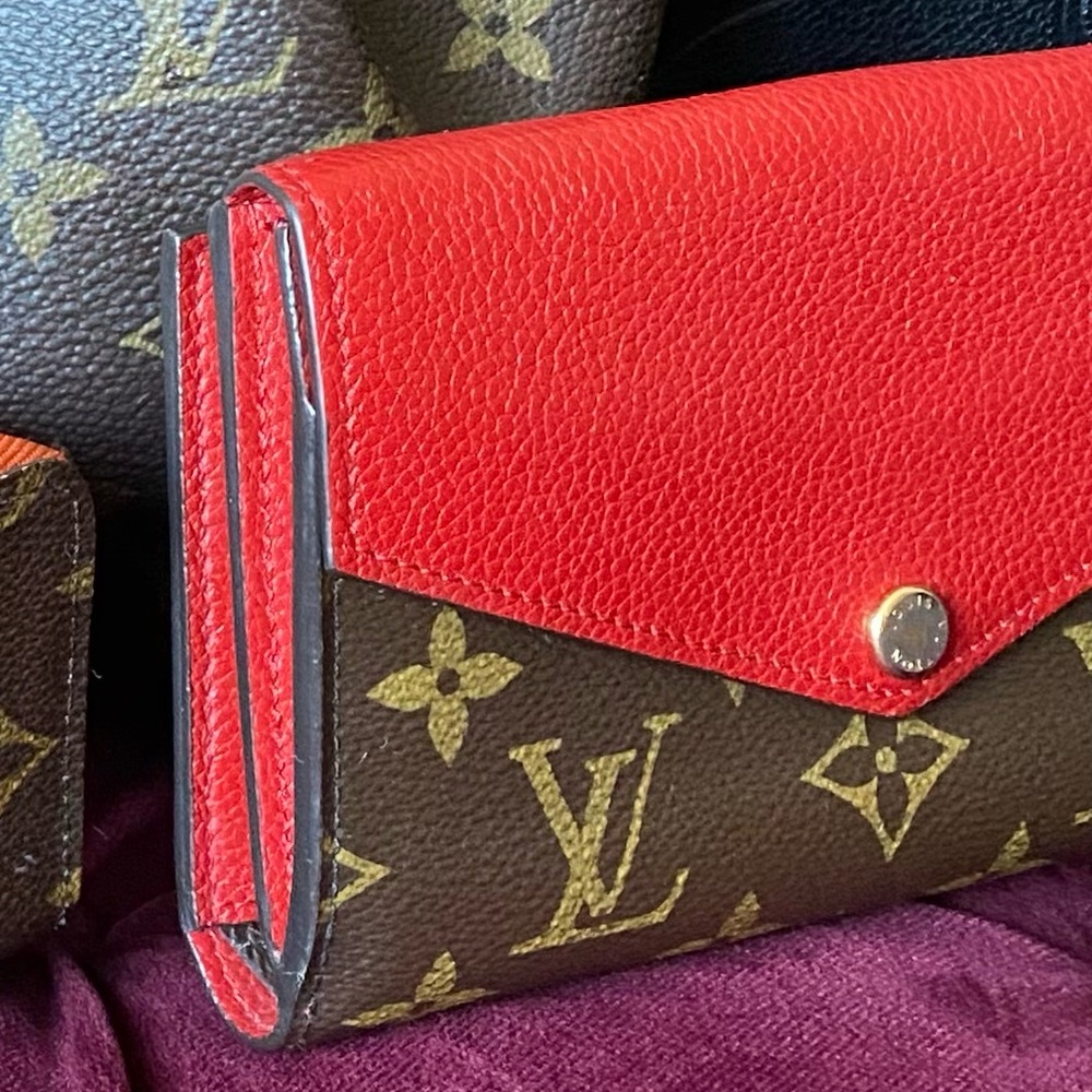 SOLD Authentic Louis Vuitton Cerise Monogram Canvas Pallas Compact Wallet Red - Picture 3 of 12